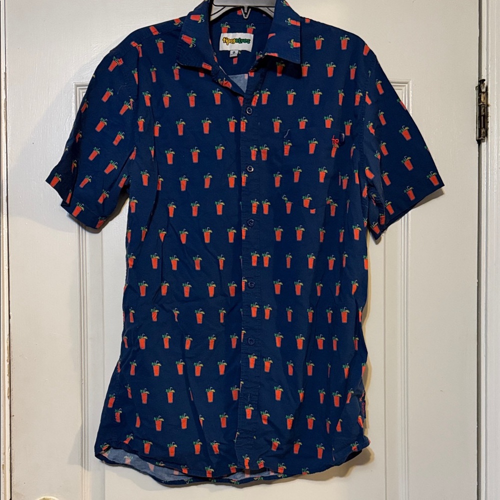 Tipsy Elves Navy Shirt with Cocktail Pattern